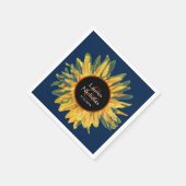 Serviette En Papier Mariage de tournesol bleu rustique personnalisé se (Coin)