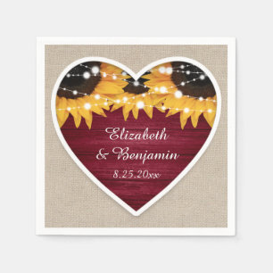 Serviette En Papier Mariage de tournesol de Bourgogne rustique