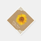 Serviette En Papier Mariage de tournesol de Burlap et dentelle rustiqu (Coin)