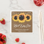 Serviette En Papier Mariage de tournesol de Burlap rustique (En situation)