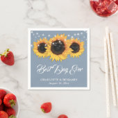 Serviette En Papier Mariage de tournesol Dusty Blue String (En situation)