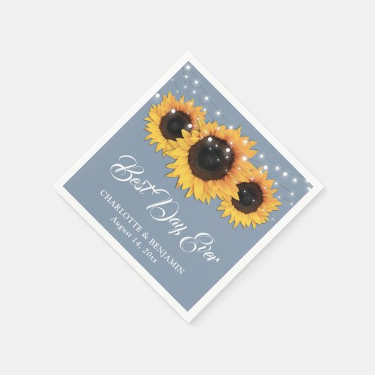 Serviette En Papier Mariage de tournesol Dusty Blue String (Coin)