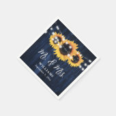 Serviette En Papier Mariage de tournesol en bois bleu marine (Coin)