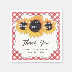 Serviette En Papier Mariage de tournesol En vichy rouge