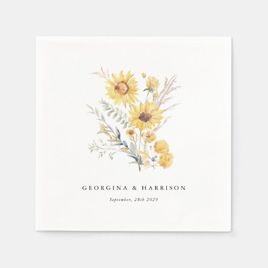 Serviette En Papier Mariage de tournesol fin été (Devant)