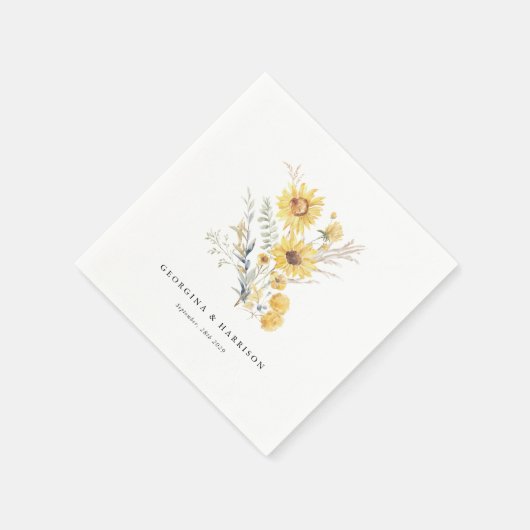 Serviette En Papier Mariage de tournesol fin été (Coin)
