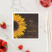 Serviette En Papier Mariage de tournesol jaune Brown rustique (En situation)