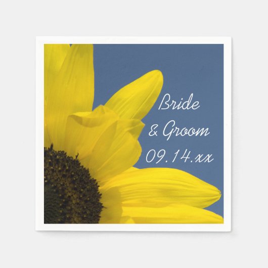 Serviette En Papier Mariage de tournesol jaune et ciel bleu (Devant)