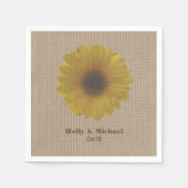 Serviette En Papier Mariage de tournesol jaune inspiré Burlap serviett (Devant)