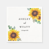 Serviette En Papier Mariage de tournesol jaune moderne (Devant)