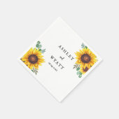 Serviette En Papier Mariage de tournesol jaune moderne (Coin)