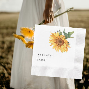 Serviette En Papier Mariage de tournesol personnalisé