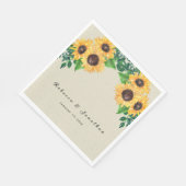Serviette En Papier Mariage de tournesol rustique (Coin)