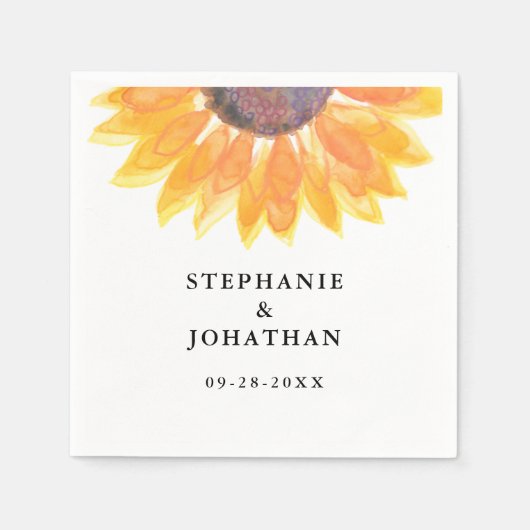 Serviette En Papier Mariage de tournesol rustique (Devant)