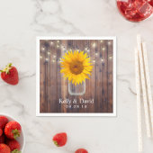 Serviette En Papier Mariage de tournesol Rustique Barne Bois Lumières  (En situation)