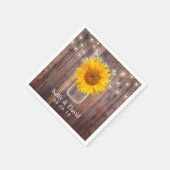 Serviette En Papier Mariage de tournesol Rustique Barne Bois Lumières  (Coin)