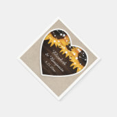 Serviette En Papier Mariage de tournesol Rustique Burlap (Coin)