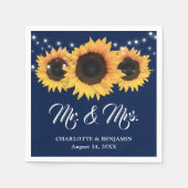 Serviette En Papier Mariage de tournesol Rustique Navy Blue String (Devant)