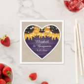 Serviette En Papier Mariage de tournesol violet rustique (En situation)