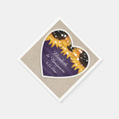 Serviette En Papier Mariage de tournesol violet rustique (Coin)