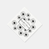 Serviette En Papier Mariage de tournesols éparpillés noir et blanc (Coin)