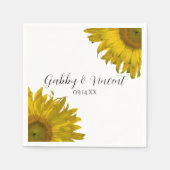 Serviette En Papier Mariage de tournesols jaunes (Devant)