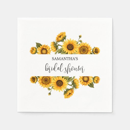 Serviette En Papier Mariage de tournesols lumineux (Devant)