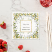 Serviette En Papier Mariage de trame or Eucalyptus Botanique (En situation)
