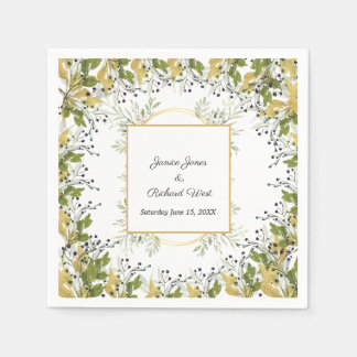 Serviette En Papier Mariage de trame or Eucalyptus Botanique