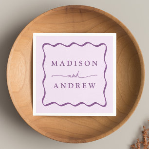 Serviette En Papier Mariage de trame violet moderne