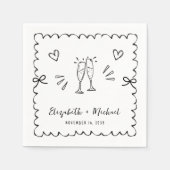 Serviette En Papier Mariage de trame Wavy Whimsical (Devant)