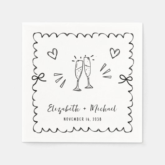 Serviette En Papier Mariage de trame Wavy Whimsical (Devant)