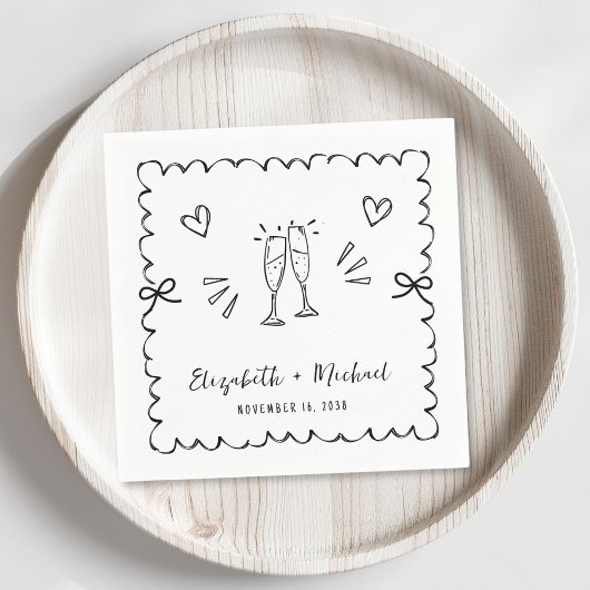 Serviette En Papier Mariage de trame Wavy Whimsical