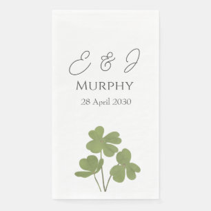 Serviette En Papier Mariage de trèfle vert irlandais moderne