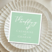Serviette En Papier Mariage de typographie blanche Chic Mint Green