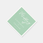 Serviette En Papier Mariage de typographie blanche Chic Mint Green (Coin)