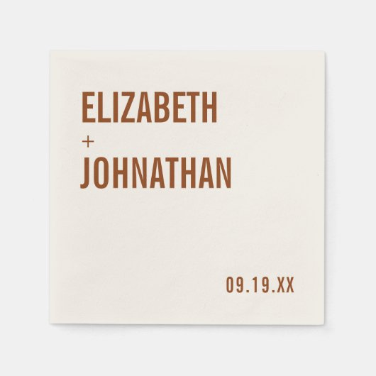 Serviette En Papier Mariage de typographie Boho Terracotta (Devant)