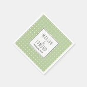 Serviette En Papier Mariage de typographie géométrique verte sauge mod (Coin)