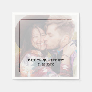 Serviette En Papier Mariage de typographie minimaliste de photo défraî