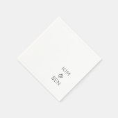 Serviette En Papier Mariage de typographie moderne NOMS Black White Ch (Coin)