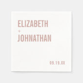 Serviette En Papier Mariage de typographie Rose Boho Dusty simple (Devant)