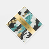 Serviette En Papier Mariage de vache noire Turquoise Green Gold (Coin)