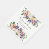 Serviette En Papier Mariage de végétation fleurie de Pêche violet d'iv (Coin)