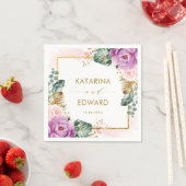 Serviette En Papier Mariage de végétation tropicale violette (En situation)