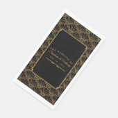 Serviette En Papier Mariage de ventilateur Art déco noir et or (Coin)