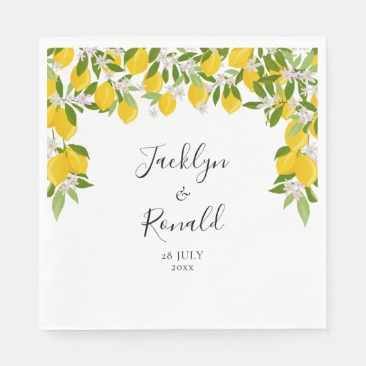 Serviette En Papier Mariage de verdure à la floraison de citron (Devant)