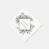 Serviette En Papier Mariage de verdure blanc et noir (Coin)
