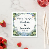 Serviette En Papier Mariage de verdure bleu rustique Floral (En situation)