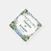 Serviette En Papier Mariage de verdure bleu rustique Floral (Coin)