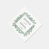 Serviette En Papier Mariage de verdure botanique d'eucalyptus (Coin)